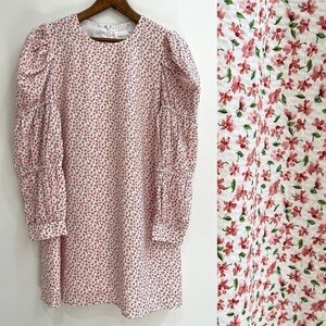 Hyacinth House Textured Floral Puff Sleeve Clemons Floral Mini Dress Size Large